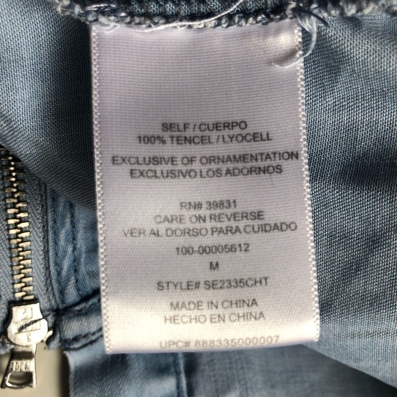 Sam Edelman Split Back Roll Up Sleeves Chambray Shirt Size Medium - Picture 14 of 16